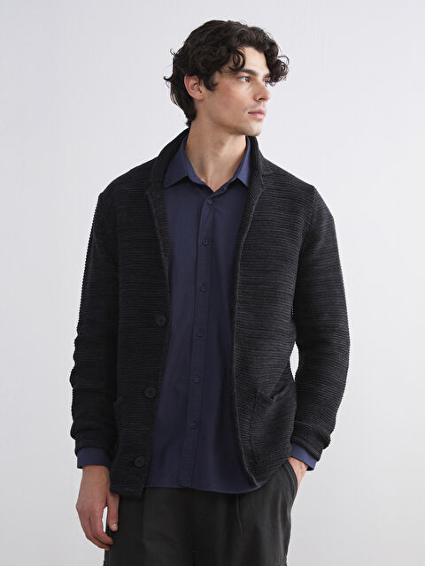 XSIDE Standart Kalıp V Yaka Erkek Triko Hırka - W51806Z8-CVL