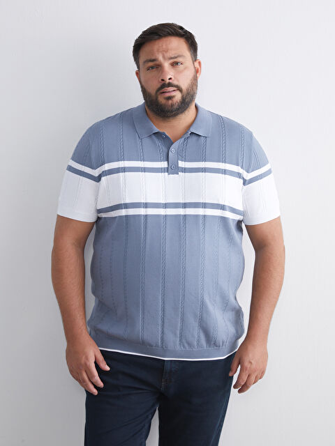 LCWAIKIKI Classic Polo Yaka Kısa Kollu Çizgili Erkek Triko Kazak - W51863Z8-VW0