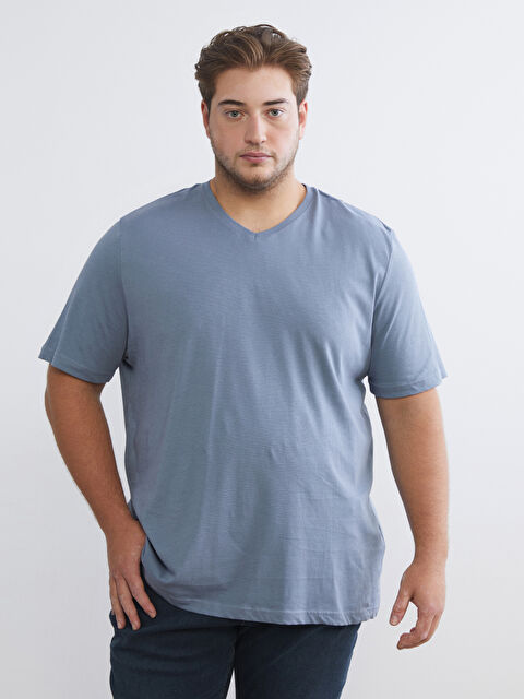 LCWAIKIKI Classic V Yaka Kısa Kollu Penye Erkek Tişört - W52040Z8-HAB