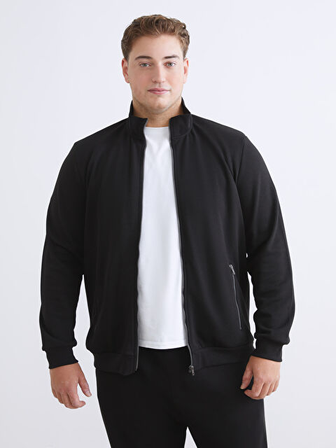 LCWAIKIKI Classic Dik Yaka Uzun Kollu Erkek Fermuarlı Sweatshirt - W52048Z8-CVL