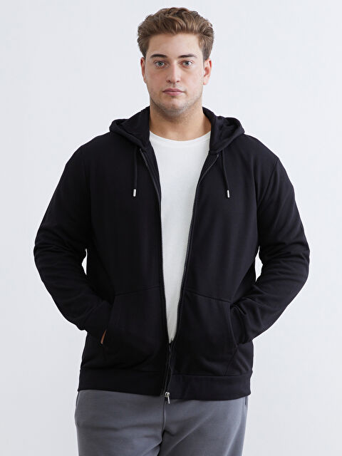 LCWAIKIKI Classic Kapüşonlu Uzun Kollu Erkek Fermuarlı Sweatshirt - W52051Z8-CVL