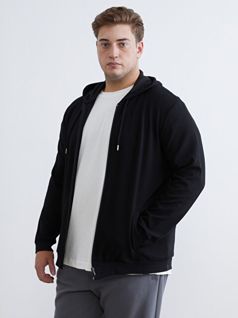 LCWAIKIKI Classic Kapüşonlu Uzun Kollu Erkek Fermuarlı Sweatshirt - W52053Z8-CVL