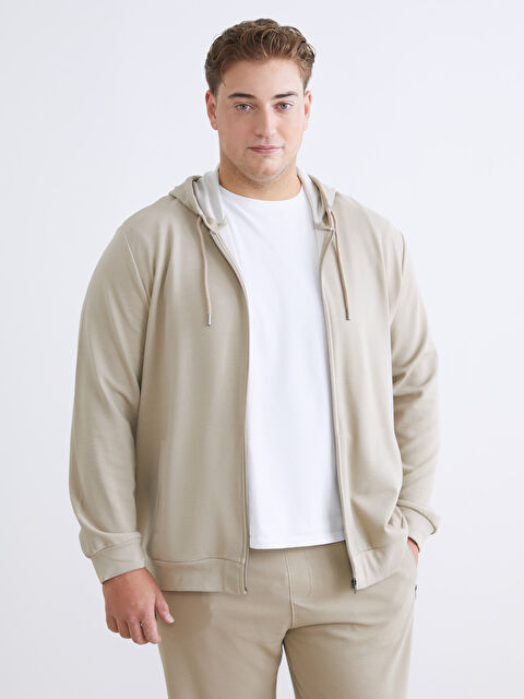 LCWAIKIKI Classic Kapüşonlu Uzun Kollu Erkek Fermuarlı Sweatshirt - W52053Z8-SJJ