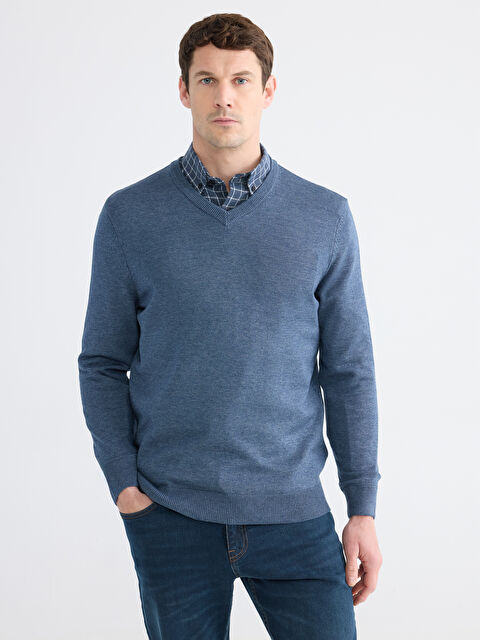 LCWAIKIKI Classic V Yaka Erkek Triko Kazak - W52464Z8-DLT