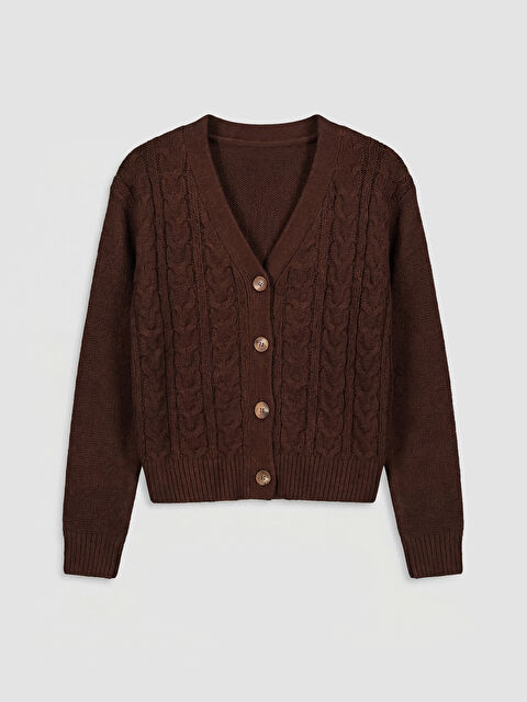 LCW Kids Девочки Коричневый Кардиган - W52626Z4-RWU