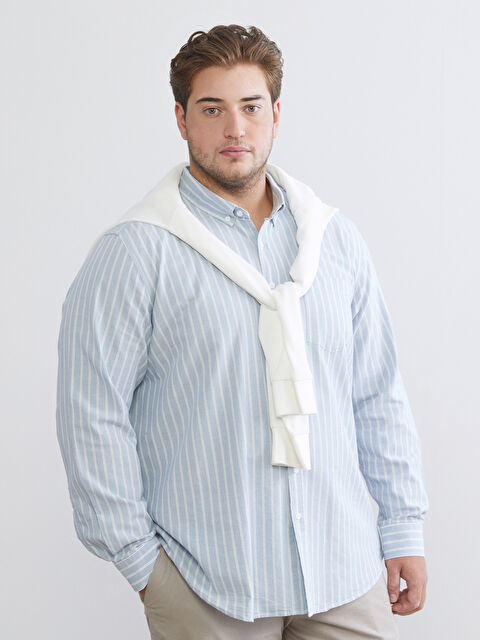 LCWAIKIKI Classic Regular Fit Uzun Kollu Çizgili Erkek Gömlek - W52690Z8-LEM