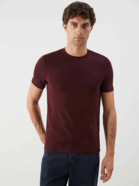 LCWAIKIKI Classic Bisiklet Yaka Penye Erkek Tişört - W52703Z8-VW1