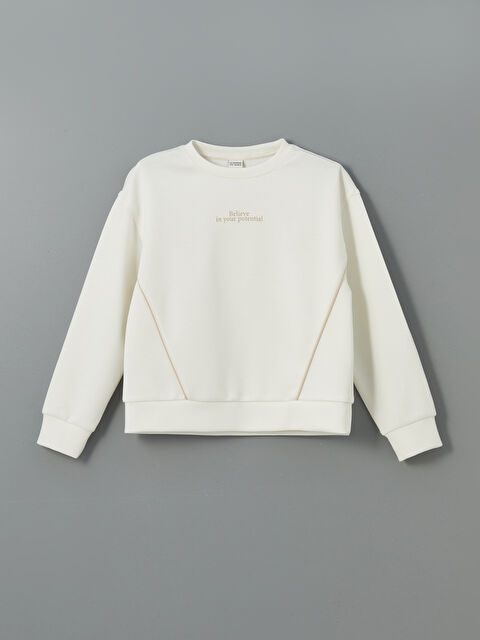 LCW Kids Bisiklet Yaka Kız Çocuk Sweatshirt - W52889Z4-FES