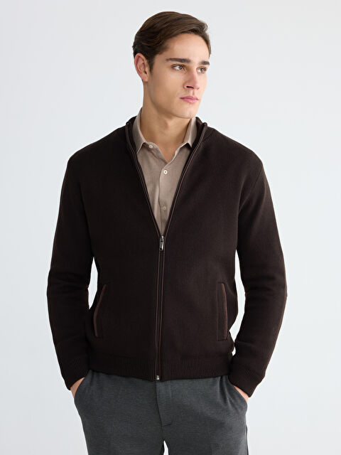 LCWAIKIKI Classic Standart Kalıp Kolej Yaka Erkek Triko Hırka - W52988Z8-34E