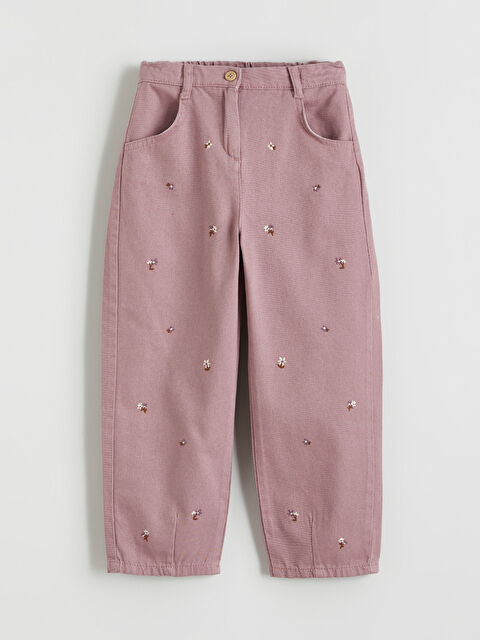 LCW Kids Beli Lastikli Çiçekli Kız Çocuk Pantolon - W53004Z1-GX4