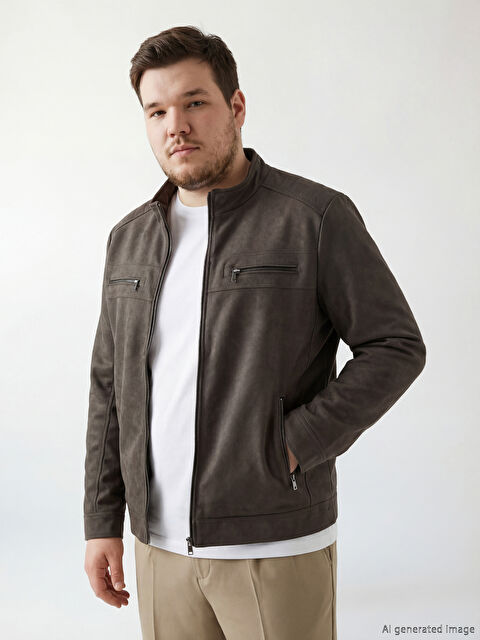 LCWAIKIKI Classic Biker Yaka Deri Görünümlü Erkek Ceket - W53137Z8-DFV