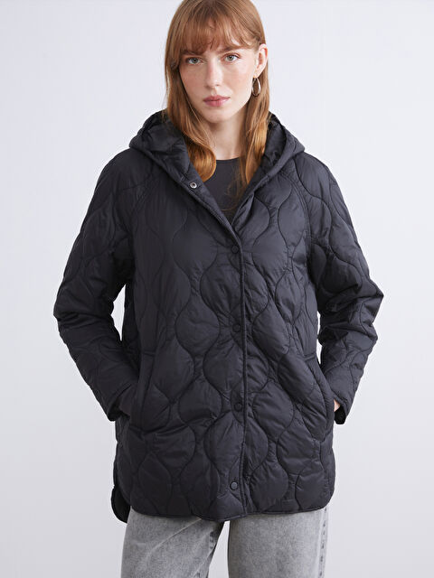 LCWAIKIKI Classic Kapüşonlu Kapitone Oversize Kadın Şişme Mont - W53237Z8-CVL