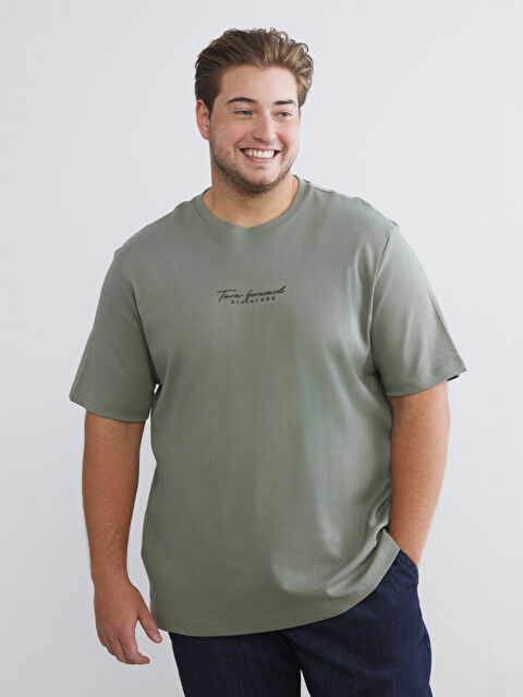 LCWAIKIKI Classic Bisiklet Yaka Baskılı Erkek Tişört - W53301Z8-GZA