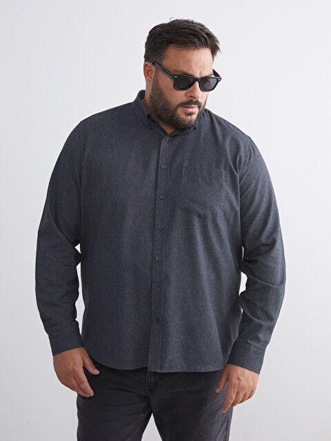 LCWAIKIKI Classic Regular Fit Uzun Kollu Armürlü Erkek Gömlek - W53327Z8-L8N