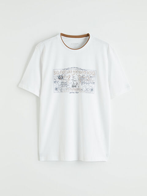 LCWAIKIKI Classic Bisiklet Yaka Baskılı Penye Erkek Tişört - W53373Z8-Q6K