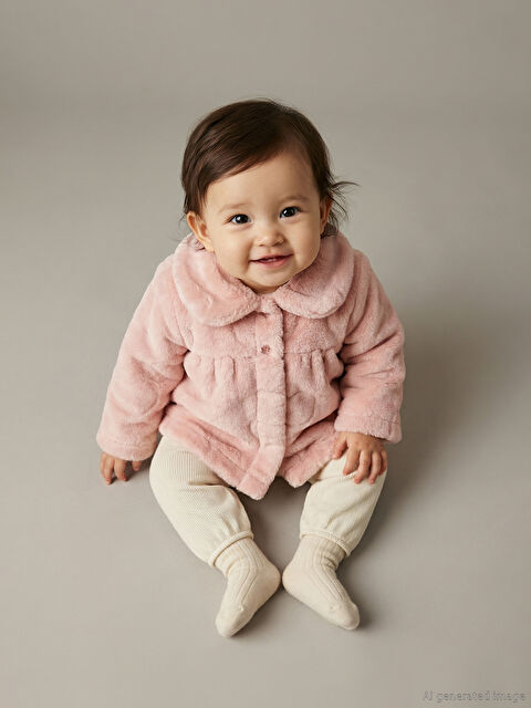 LCW baby Bebe Yaka Kız Bebek Pelüş Mont - W53778Z1-S60