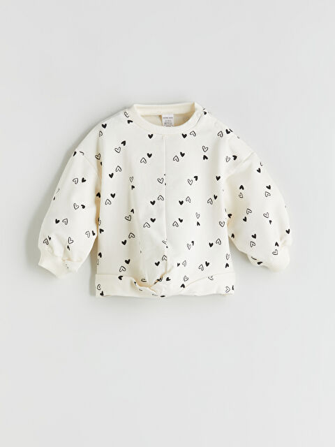 LCW baby Kalp Baskılı Kız Bebek Sweatshirt - W53892Z1-LRB