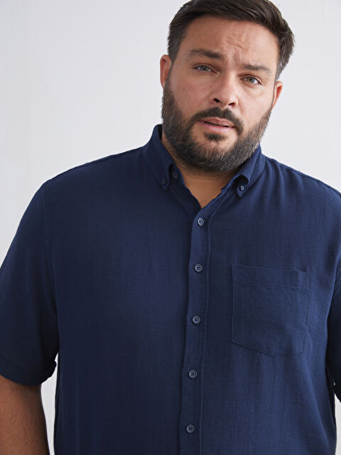 LCWAIKIKI Classic Regular Fit Kısa Kollu Armürlü Erkek Gömlek - W54205Z8-QH1