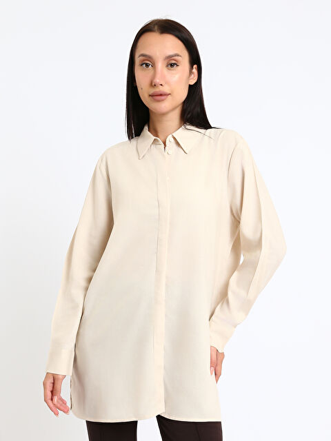 LCWAIKIKI Classic Linen Blend Women's Shirt Tunic - W54290Z8-YDK