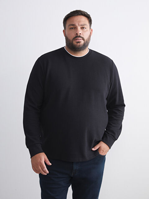 LCWAIKIKI Classic Uzun Kollu Dokulu Erkek Tişört - W54470Z8-CVL