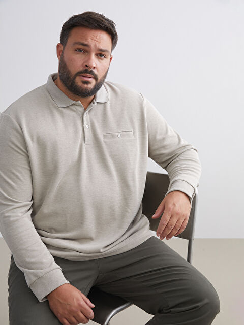 LCWAIKIKI Classic Polo Yaka Uzun Kollu Erkek Sweatshirt - W54532Z8-DHA