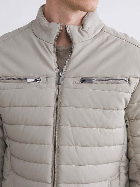 LCW Vision Slim Fit Funnel Neck Men's Faux Leather Coat - W54574Z8-R7Z