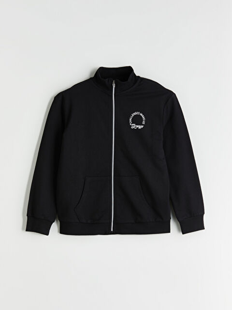 LCW Kids Dik Yaka Baskılı Kız Çocuk Fermuarlı Sweatshirt - W54695Z4-CVL