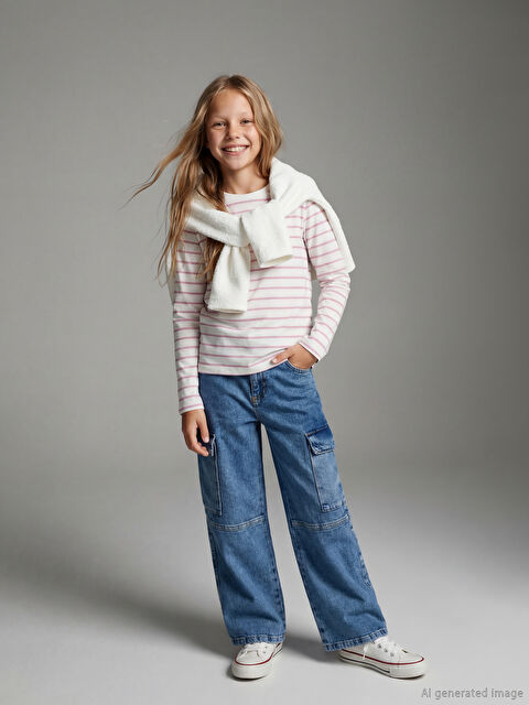 LCW Kids Wideleg Kız Çocuk Jean Pantolon - W54887Z4-V2T