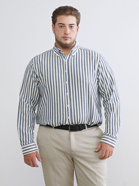 SOUTHBLUE Regular Fit Uzun Kollu Çizgili Poplin Erkek Gömlek