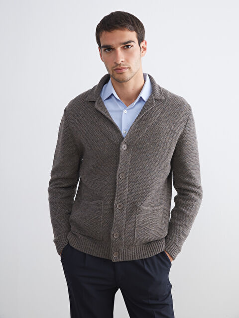 SOUTHBLUE Standart Kalıp Ceket Yaka Erkek Triko Hırka - W54936Z8-CR8