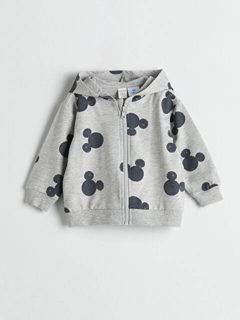LCW baby Mickey Mouse Baskılı Erkek Bebek Fermuarlı Sweatshirt - W55461Z1-998