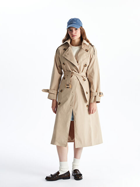 XSIDE Ceket Yaka Oversize Kadın Trençkot - W55507Z8-YCB