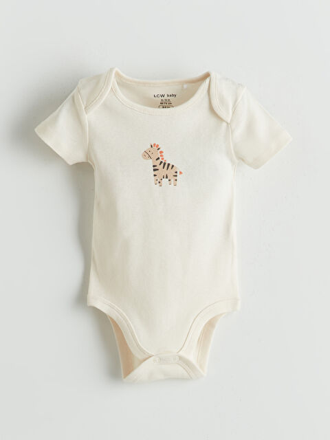 LCW baby Bisiklet Yaka Baskılı Erkek Bebek Çıtçıtlı Body - W55797Z1-YG7