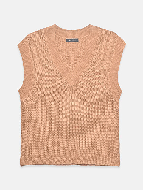 LCW Vision V Neck Women's Knitwear Sweater Vest - W56058Z8-GXT