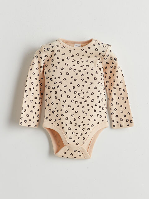 LCW baby Leopar Desenli Kız Bebek Çıtçıtlı Body - W56136Z1-LQB