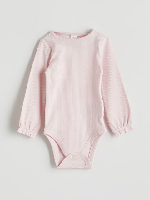 LCW baby Bisiklet Yaka Basic Kız Bebek Çıtçıtlı Body - W56139Z1-FWW