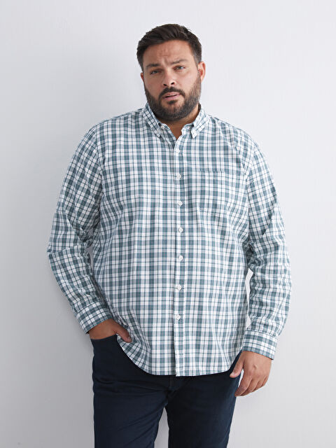 LCWAIKIKI Classic Regular Fit Uzun Kollu Ekose Poplin Erkek Gömlek - W56283Z8-LME