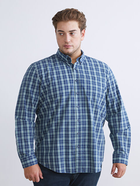 LCWAIKIKI Classic Regular Fit Uzun Kollu Ekose Poplin Erkek Gömlek - W56283Z8-LN6