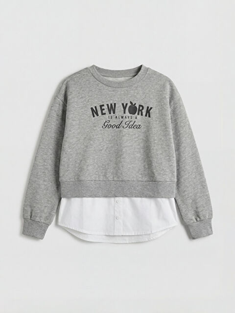 LCW Kids Sweat-shirt GRIS Fille - W56346Z4-CY9