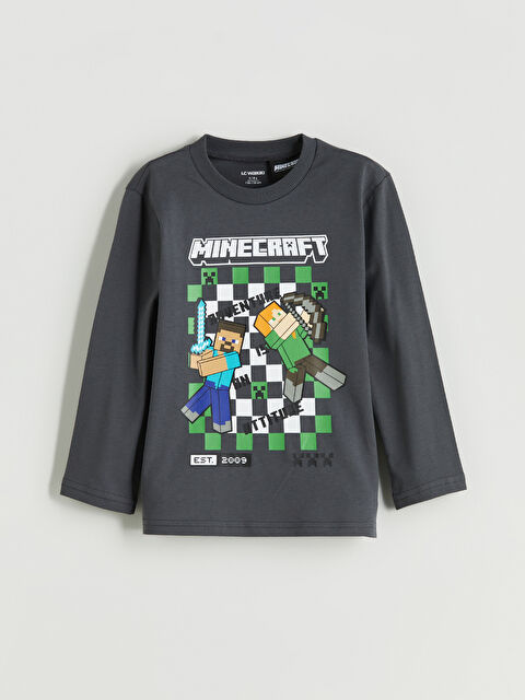 LCW Kids Bisiklet Yaka Minecraft Baskılı Erkek Çocuk Tişört - W56568Z1-FXP