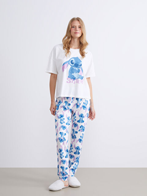 LCW Young Beli Lastikli Stitch Baskılı Kadın Pijama Altı - W56636Z8-LRA
