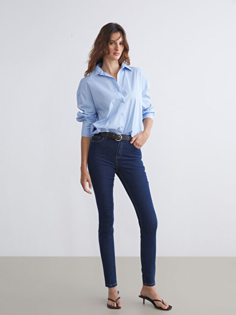 LCW Jeans Beli Kemerli Mercury Skinny Fit Kadın Jean Pantolon - W57038Z8-309