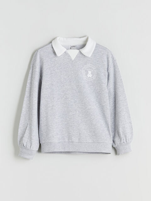 LCW Kids Polo Yaka Kız Çocuk Sweatshirt - W57083Z4-CT3
