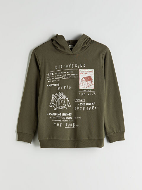 LCW Kids Erkek Çocuk Baskılı Kapüşonlu Sweatshirt - W57101Z4-L0B