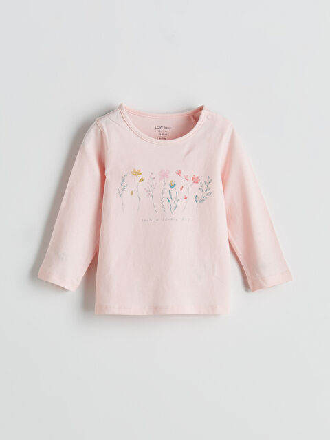 LCW baby Uzun Kollu Baskılı Kız Çocuk Tişört - W57430Z1-JM1