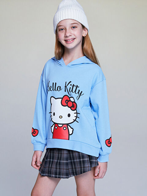 LCW Kids Kapüşonlu Hello Kitty Baskılı Kız Çocuk Sweatshirt - W57442Z4-YTE