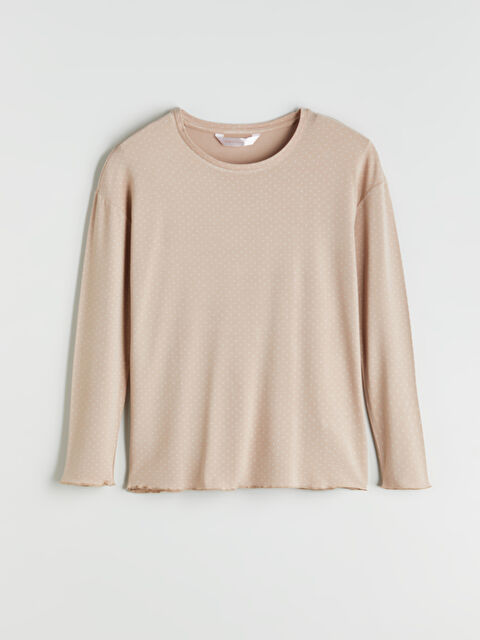 LCW DREAM Bisiklet Yaka Puantiyeli Kadın Pijama Üstü - W57558Z8-LQB