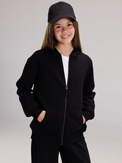 LCW Kids Uzun Kollu Kız Çocuk Fermuarlı Sweatshirt - W58032Z4-CVL