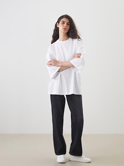LCW Modest Crew Neck Oversize Women's T-Shirt - W58125Z8-Q6K - LC