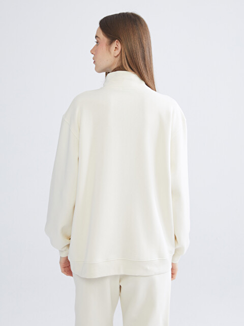 XSIDE Funnel Neck Embroidered Oversize Women's Thick Sweatshirt